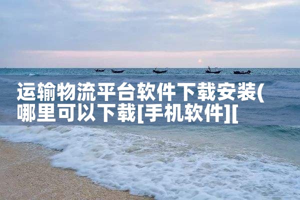 运输物流平台软件下载安装